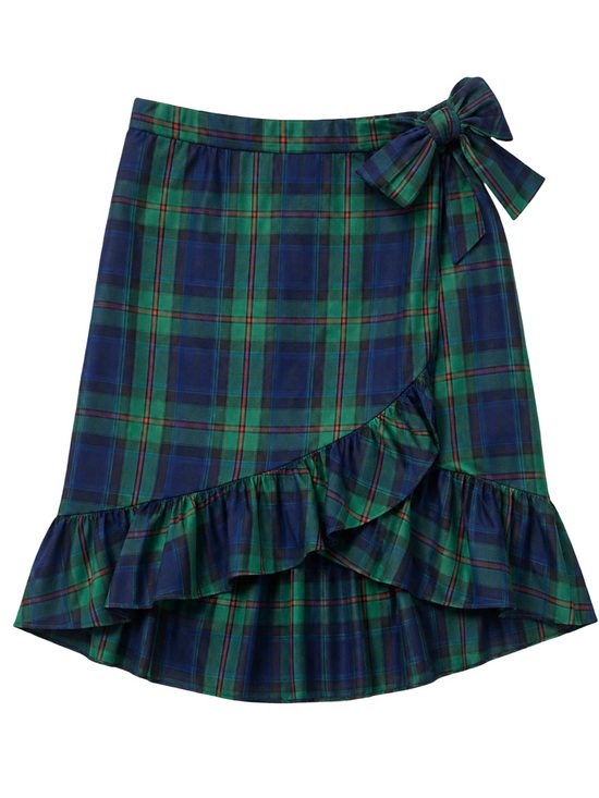 J. Crew Dresses & Skirts - NWT J.Crew Tartan Plaid Wrap Midi Skirt ruffle hi low hem tie waist old money L